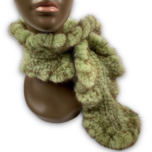 90's Parisian couture designer green mink scarf - Picture 14 of 15